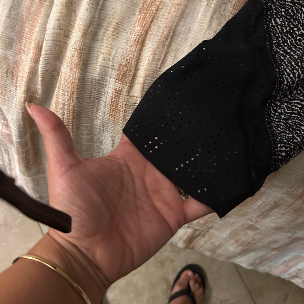 Black Perforated Sleeve Top